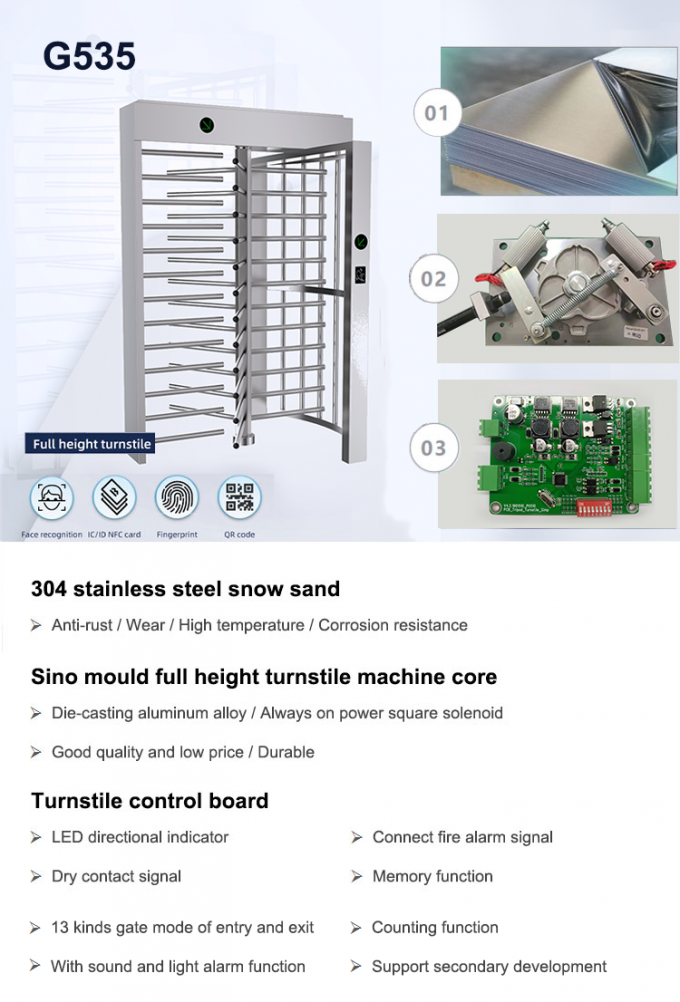 Sistema completo interno/exterior do controle de acesso do torniquete da altura com multi modo 0